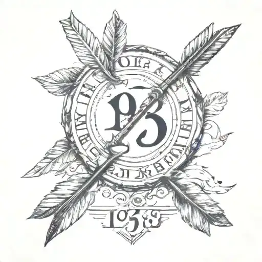 arrow with Roman numerals for 1955 and 2023 tattoo design idea
