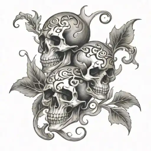 tendril snapdragon skulls tattoo design idea