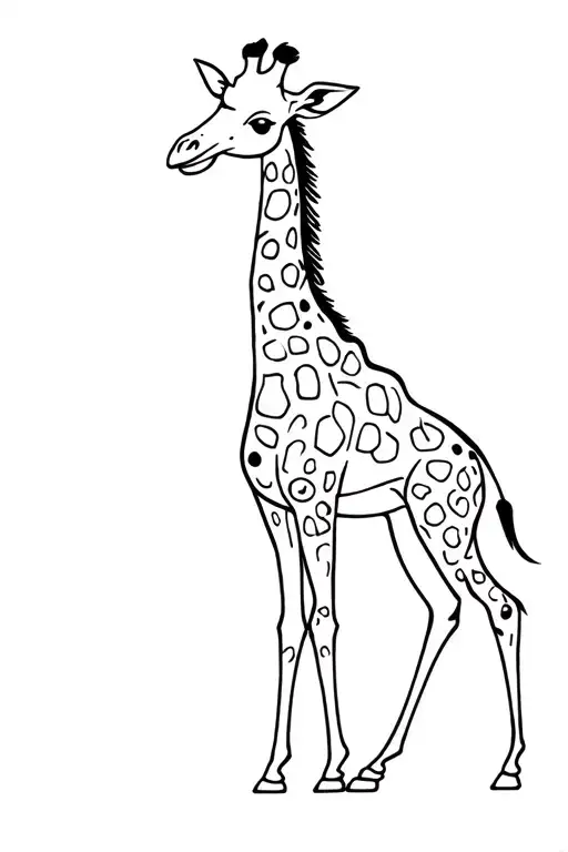 giraffe with cricket ball spots tattoo design idea