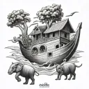 Noah's ark tattoo design idea