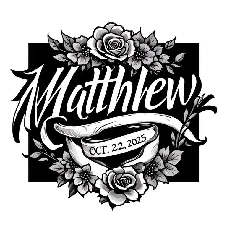 name Matthew, wedding anniversary Oct 22, 2025 tattoo design idea