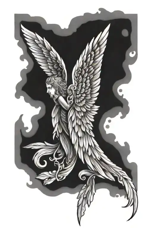 greek angel wings tattoo design idea