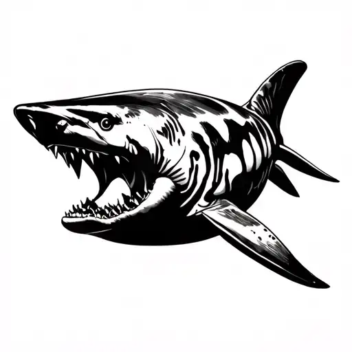 tiger shark swimming tattoo design idea