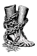 Crowded Chains, Wrapping, Chains, Ankle sleeve tattoo design idea