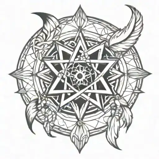 infinity sign, star, dreamcatcher tattoo design idea