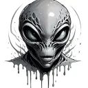 Alien melted face tattoo design idea