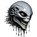 Alien melted face tattoo design idea