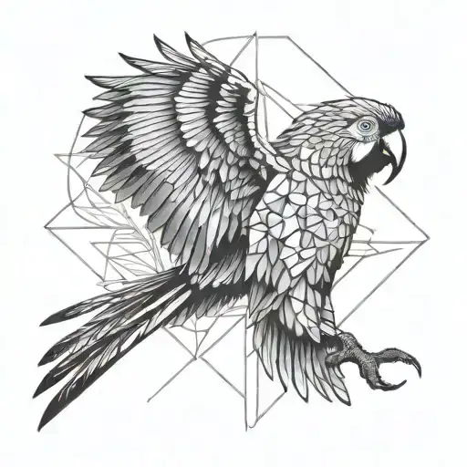 macaw flying tattoo design idea