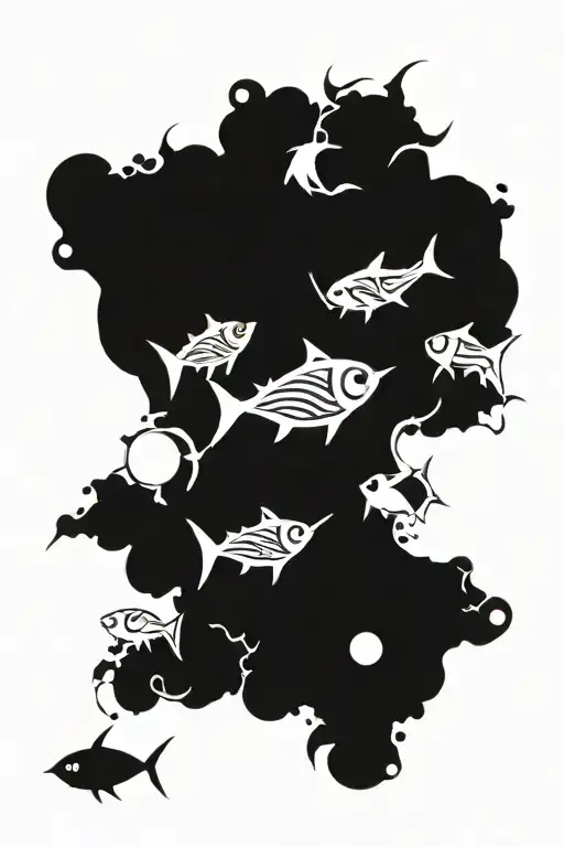 minimalist tuna fish bone outline tattoo design idea