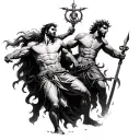 David and Goliath's battle with deadlocks tattoo design idea