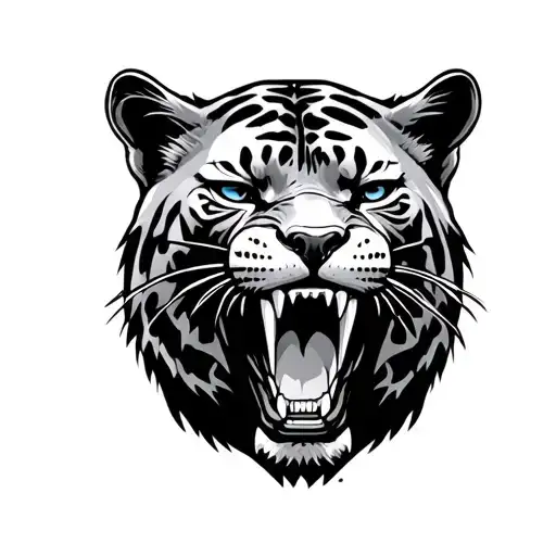 oilfield derrick with panther head showing his teeth tattoo design idea