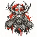viking warrior face surrounded tattoo design idea