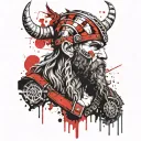 viking warrior face surrounded tattoo design idea