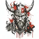 viking warrior face surrounded tattoo design idea