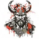viking warrior face surrounded tattoo design idea