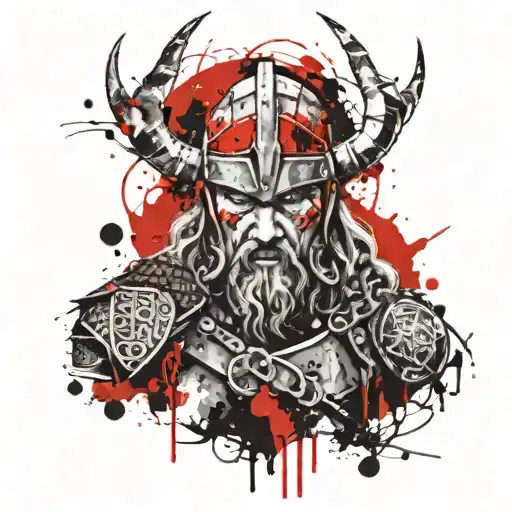 viking warrior face surrounded tattoo design idea
