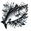 cod and herring minimalistisk upper arm tattoo tattoo design idea