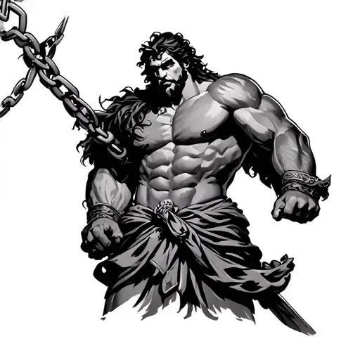 Samson Chained in Pilar Greek with the tattoo design idea