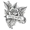 Penelope name tattoo tattoo design idea