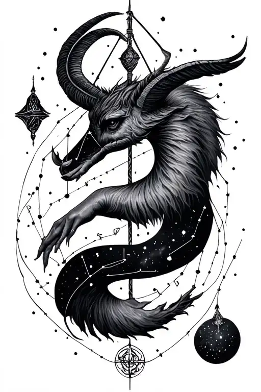 libra, Aquarius, Capricorn constellation tattoo design idea