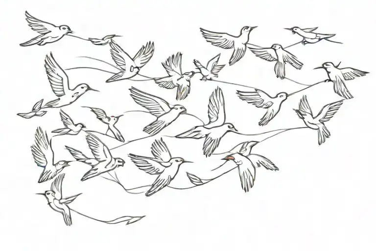 Small birds flying away tattoo design idea
