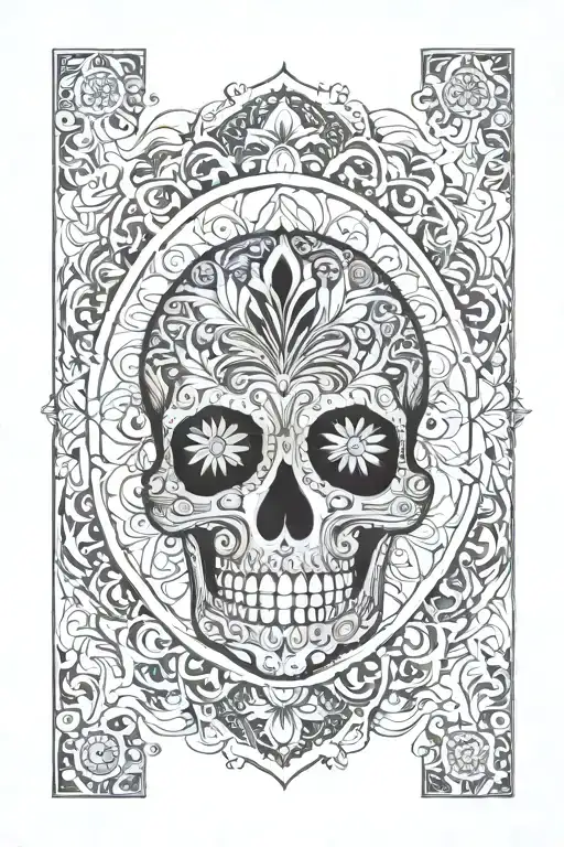Mandala Along with a skull full leg sleave tattoo design idea