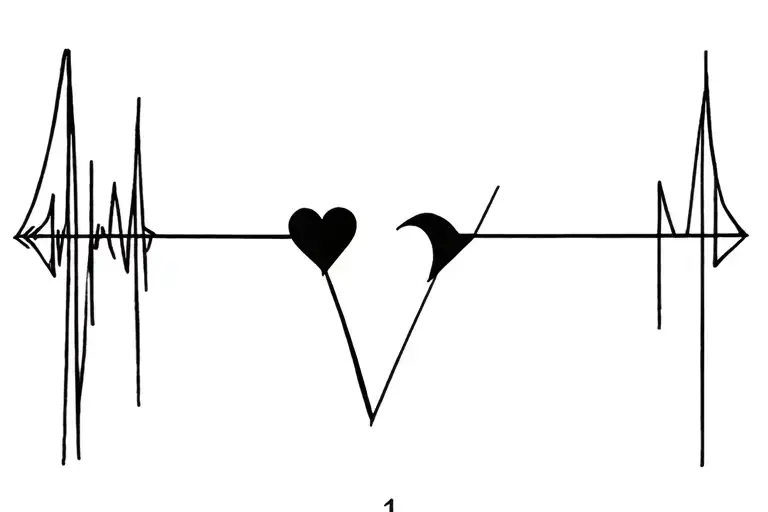 Roman date, timeline cross over beat heart diagram on arrow, bow and arrow, Sagittarius tattoo design idea