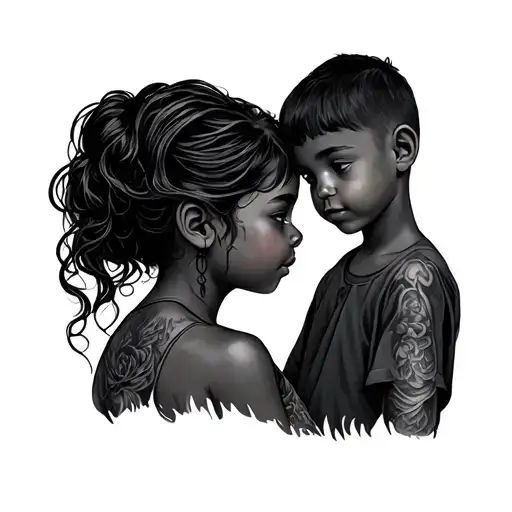 Matching Mom And Son tattoo design idea
