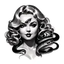 pinup girl with blonde hair that becomes a cobra tattoo design idea