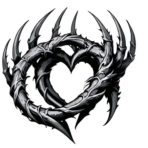 Bear claw and heart intertwined tattoo design idea