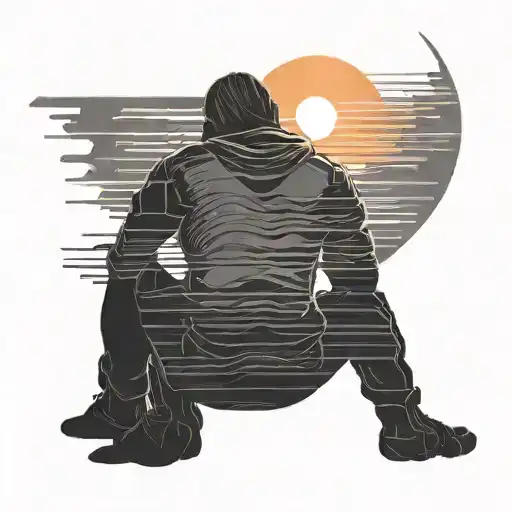 Sunrise HorizonA silhouette of a person sitting and gazing at the horizon, waiting for the sun to rise.Represents hope tattoo design idea