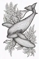 whale and lupine tattoo design idea
