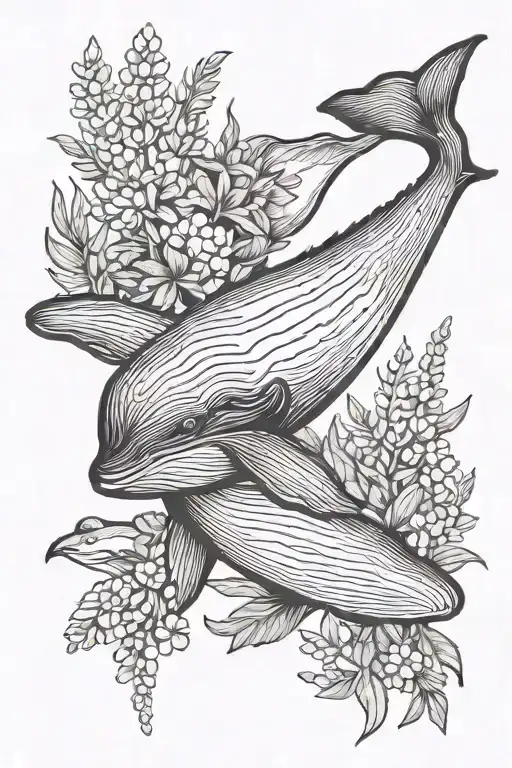 whale and lupine tattoo design idea