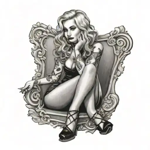 Alice in chains pin up girl sitting tattoo design idea