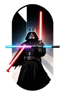 An abstract geometric design incorporating elements from all the different lightsabers in a neotraditional style tattoo design idea