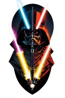 An abstract geometric design incorporating elements from all the different lightsabers in a neotraditional style tattoo design idea