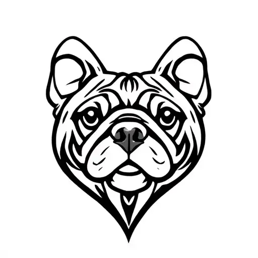 pug head, punk, inside tribal heart outline tattoo tattoo design idea