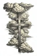 cross clouds tattoo design idea