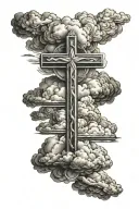 cross clouds tattoo design idea