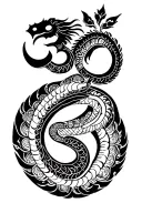 Hindu Om symbol and cobra tattoo design idea