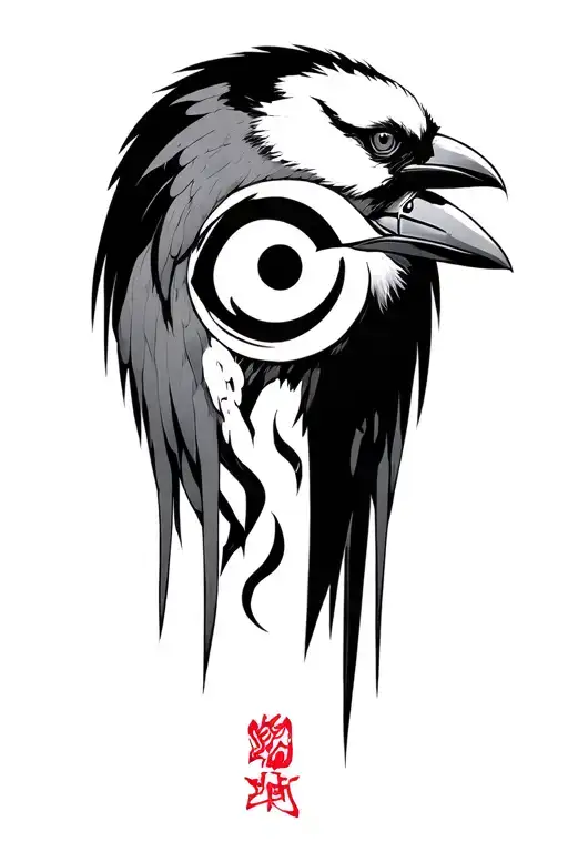 Itachi crows with sharingan tattoo design idea