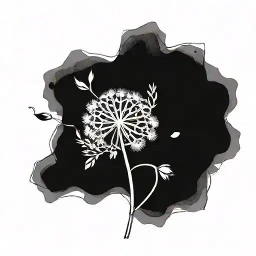 dandelion with petals and shukr sabr sukoon tattoo design idea