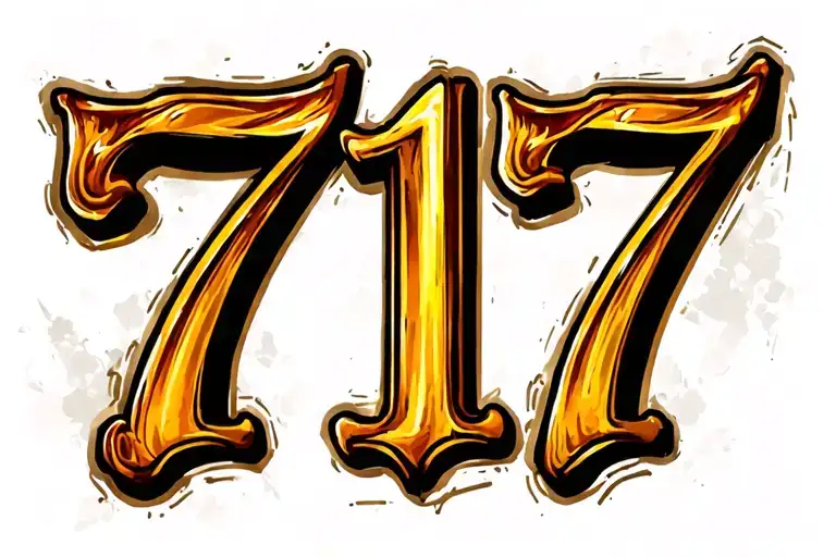 "717" Numbers tattoo design idea