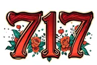 "717" Numbers tattoo design idea