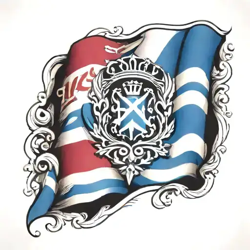 Polish British and Greek flag waving tattoo design idea