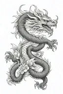 Chinese dragon with loto flower shoulder tattoo tattoo design idea