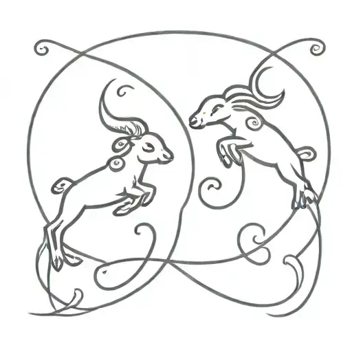 aries and pisces sign tattoo design idea