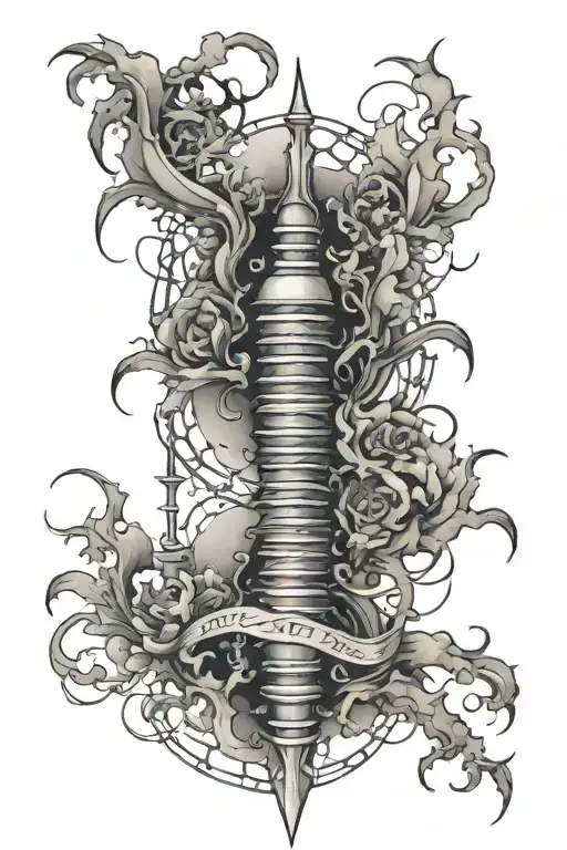 spine tattoo with Choso blood art, nanami's 7-3 line, and gojo's words "throughout the heavens and earth.." tattoo design idea