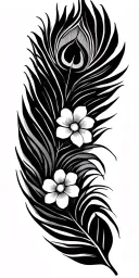 peacock feathers with flowers tattoo design idea