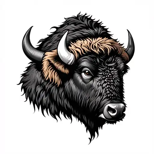 bison head tattoo design idea